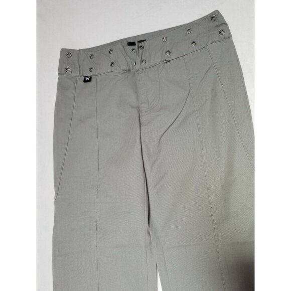 Sessions Womens Size 5 Wide Straight Pants Eyelet Mid-Rise Cotton Gray Casual - Picture 2 of 8